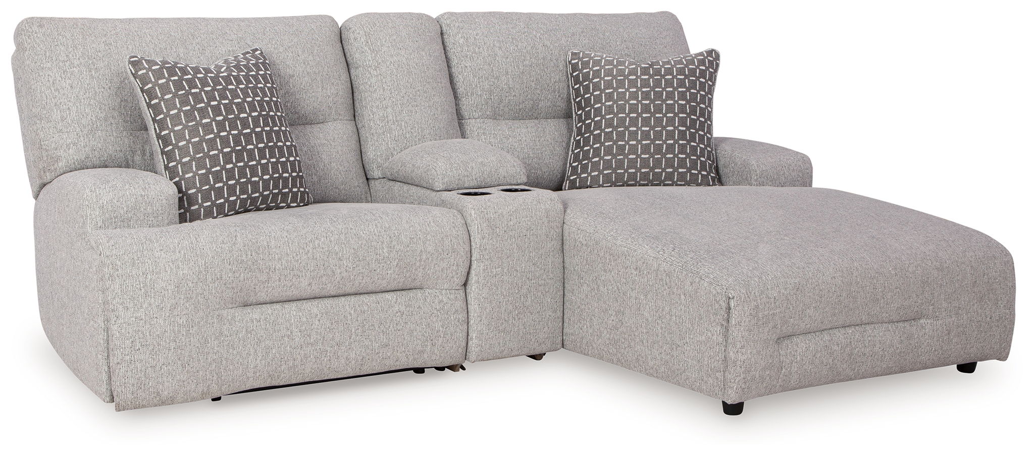 Acklen Place - 4 Pc. - 3-Piece Power Reclining Sectional Sofa With Raf Chaise, Wide Seat Power Recliner - Pewter - Image 3