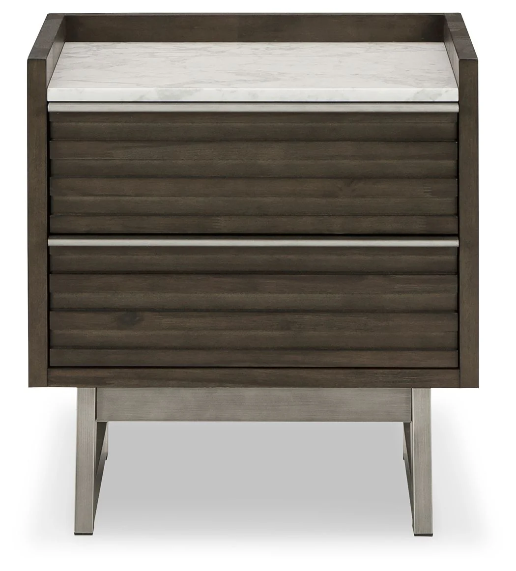 Arkenton - Two Drawer Night Stand - Grayish Brown / White - Image 2