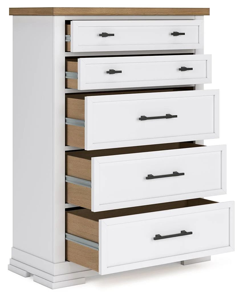 Ashbryn - Five Drawer Chest - White / Natural - Image 4