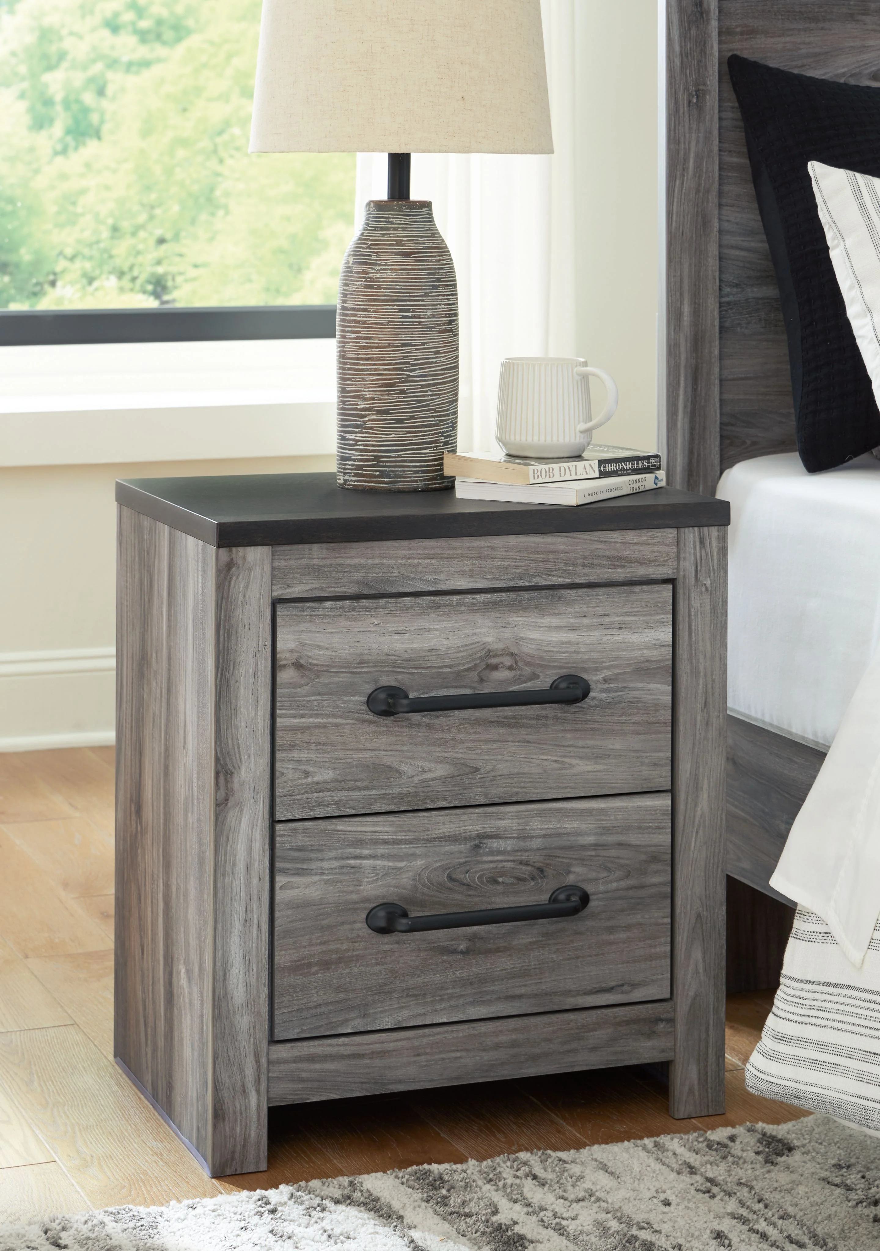 Bronyan - Two Drawer Night Stand - Dark Gray - Image 2