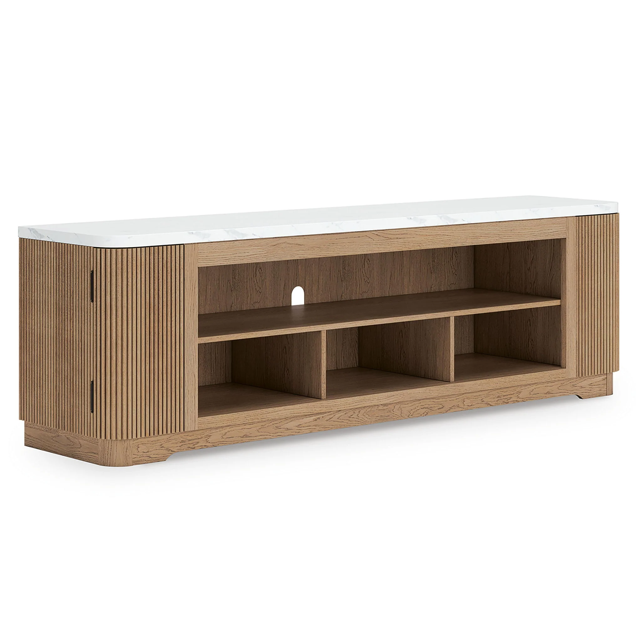 Camdill - XL TV Stand With Fireplace Option - Light Brown - Image 4