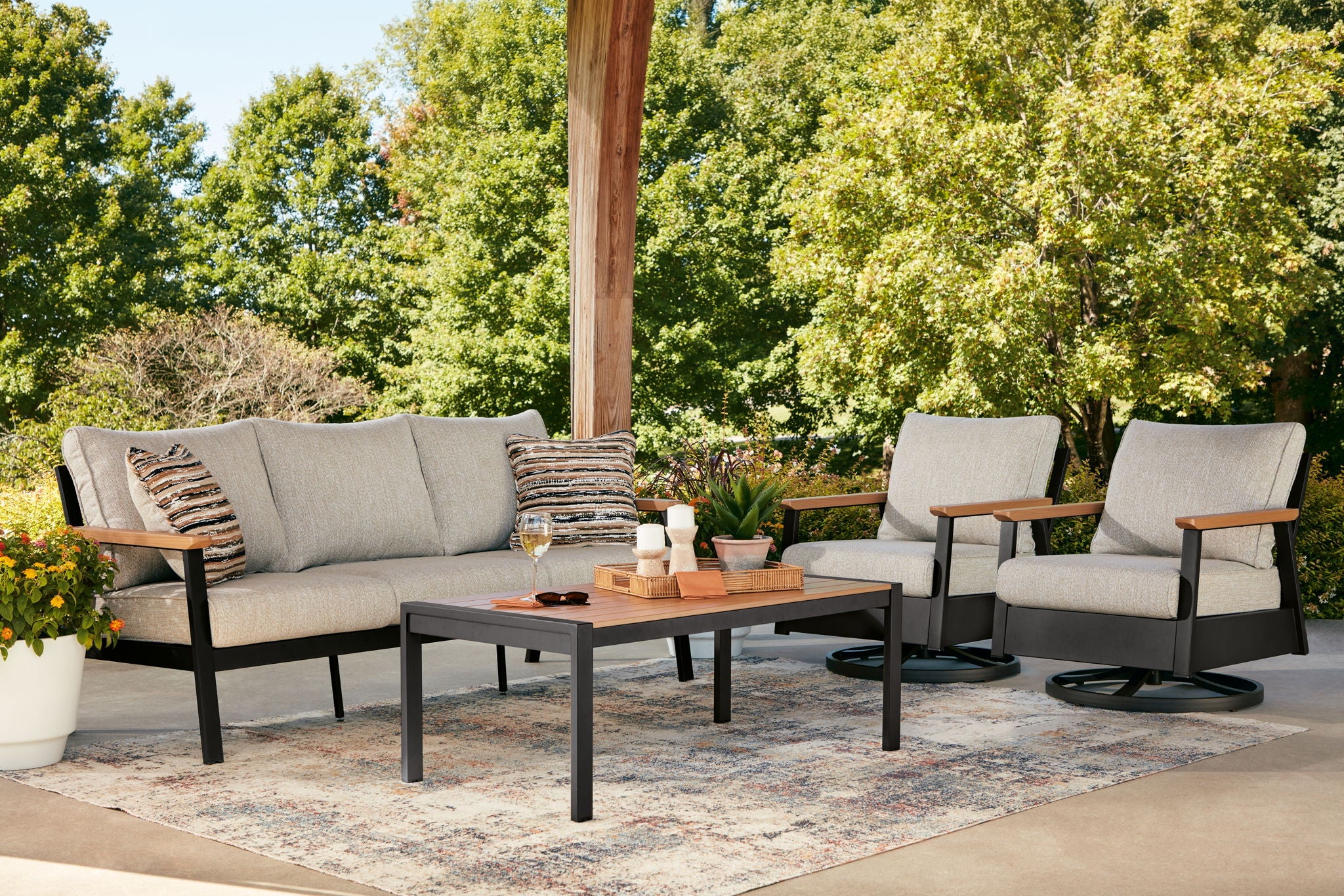 Carmel Highlands - Sofa, Chairs, Table Set (Set of 4) - Dark Brown - Image 3