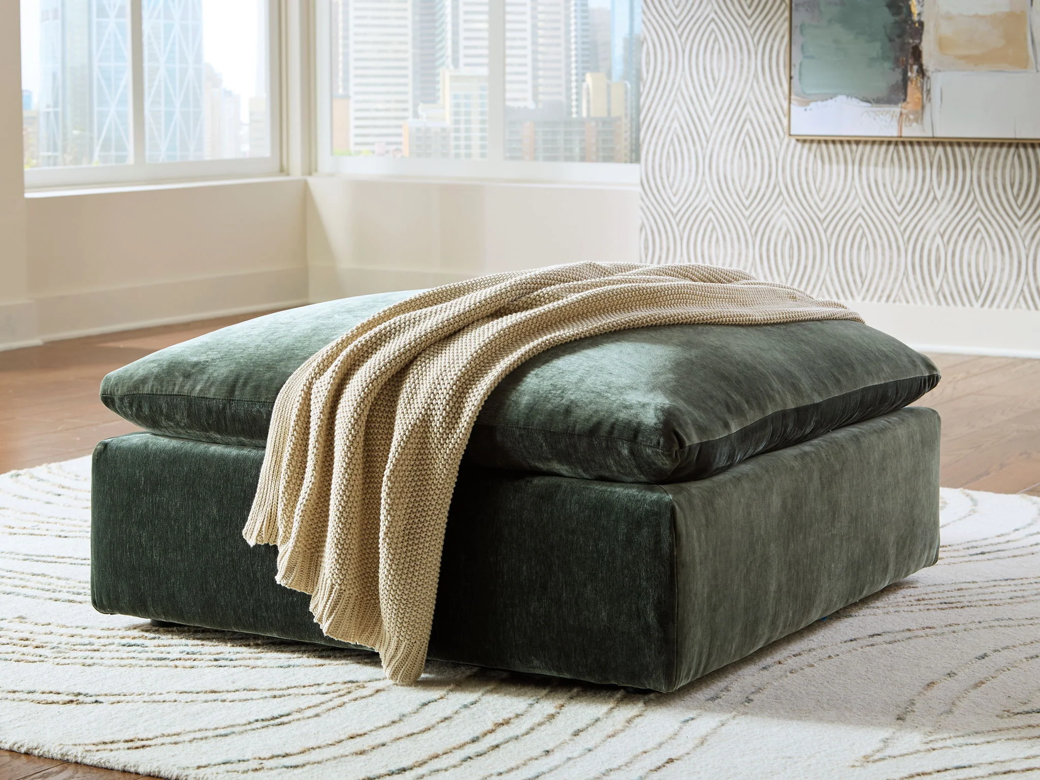 Carriage View - Oversized Accent Ottoman - Jade - Image 4