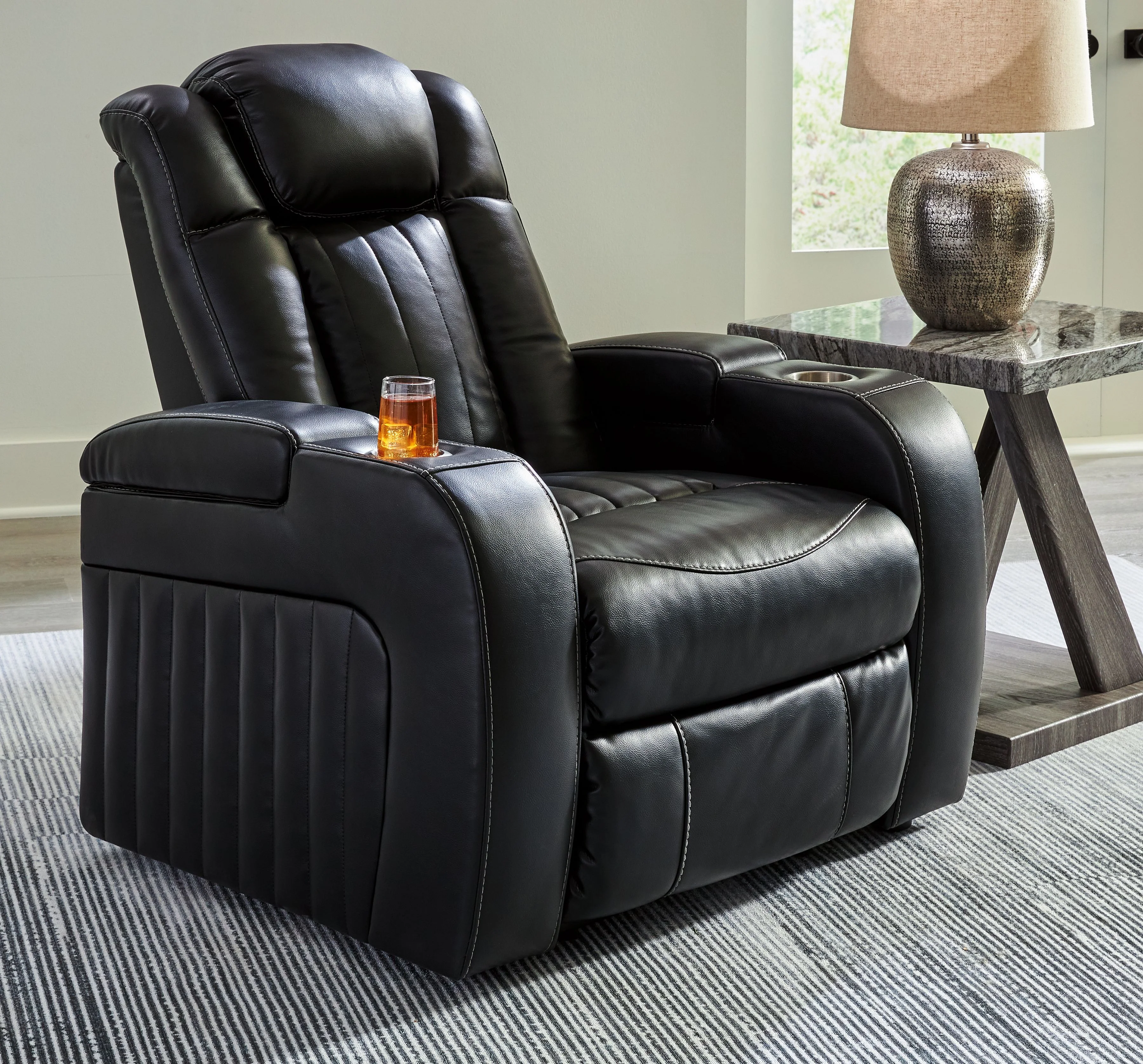 Caveman Den - Power Recliner/ Adj Headrest - Midnight - Image 3