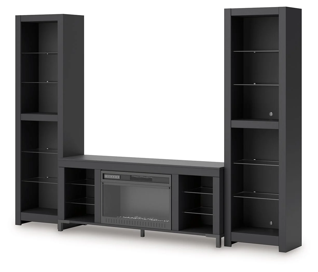 Cayberry - 3-Piece Entertainment Center With Electric Fireplace - Black - Image 3