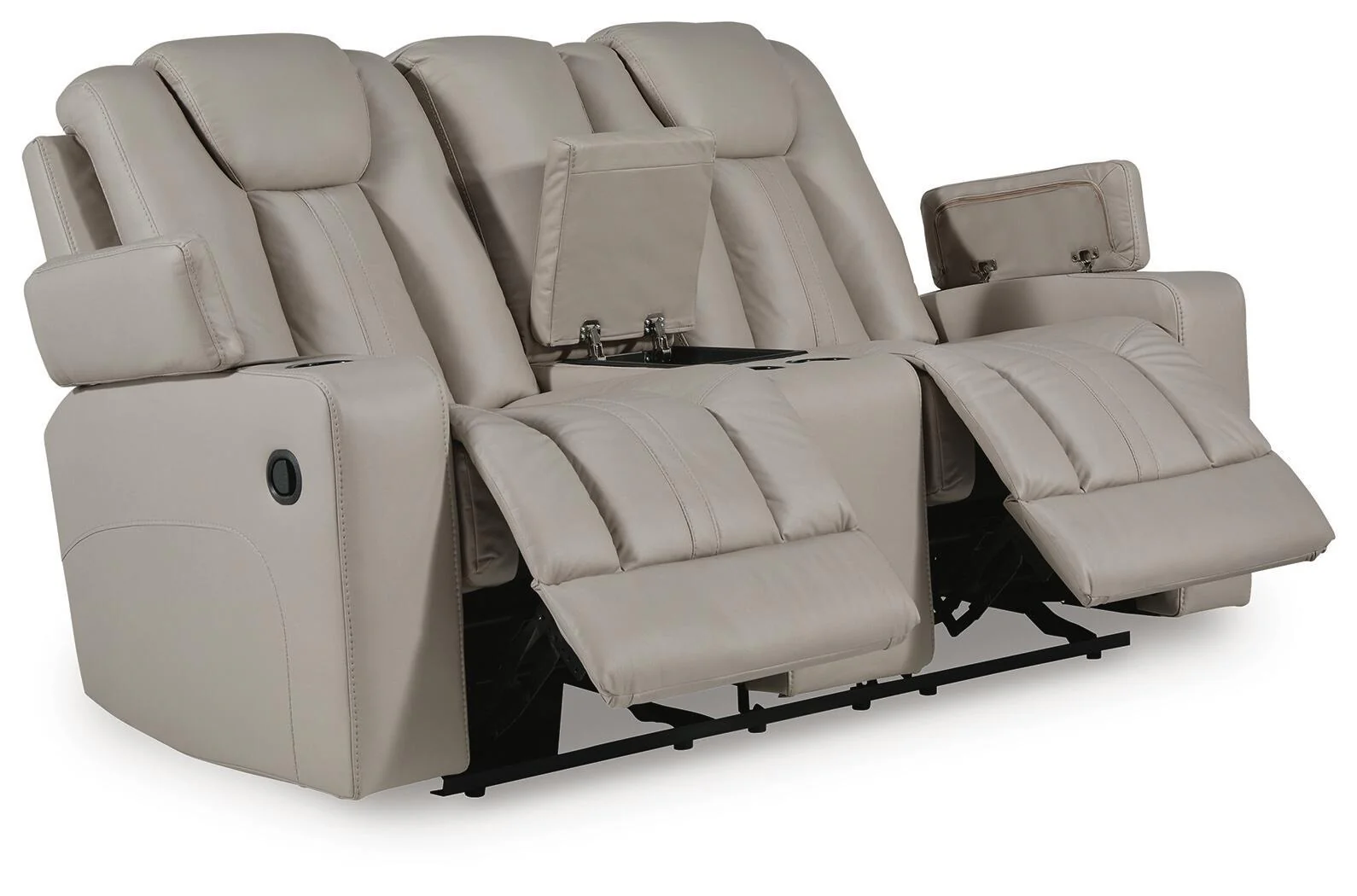 Elevate Edges - Glide Reclining Loveseat With Console - Coin - Image 4