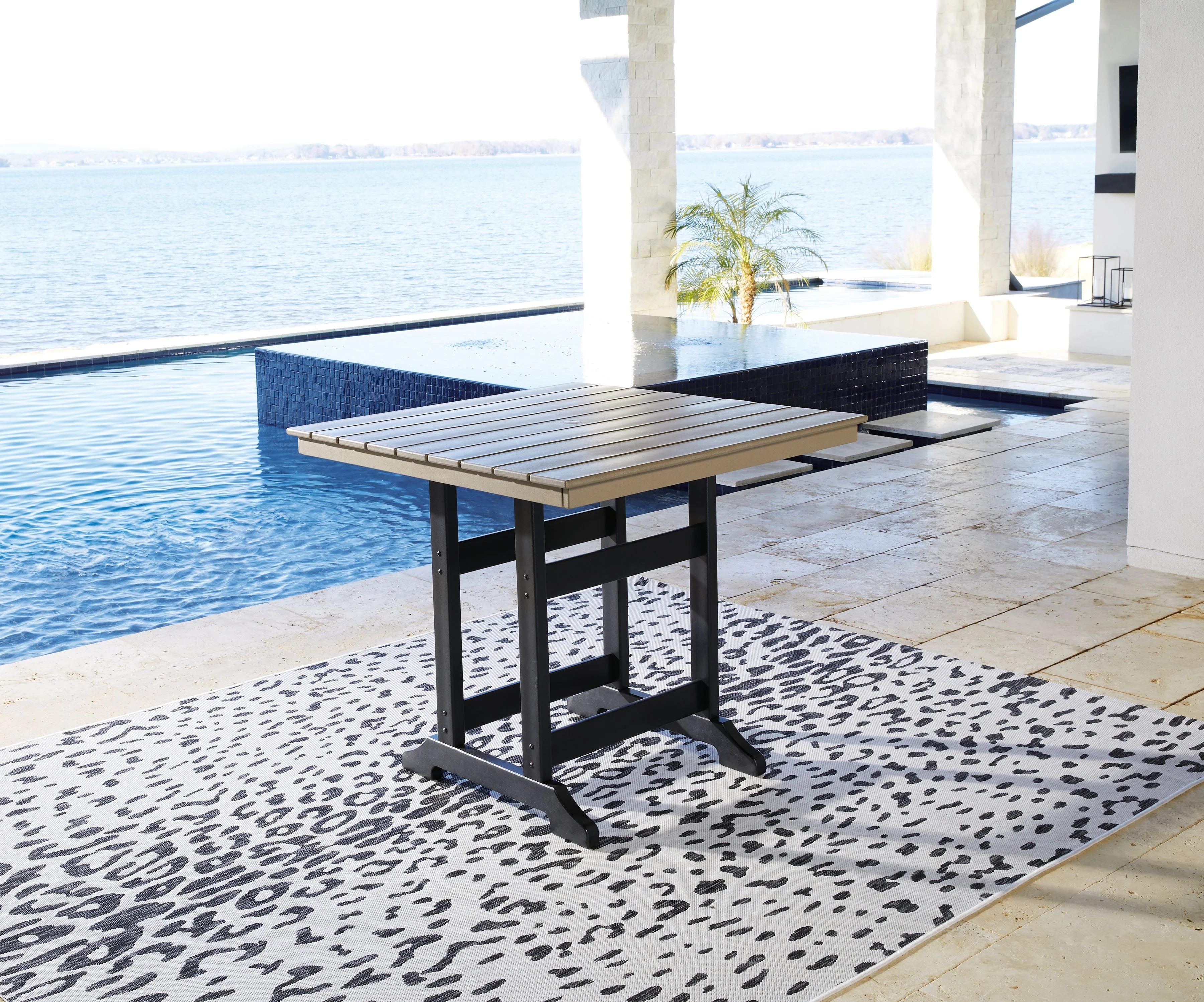 Fairen Trail - Square Counter TBL w/Umb OPT - Black / Driftwood - Image 3