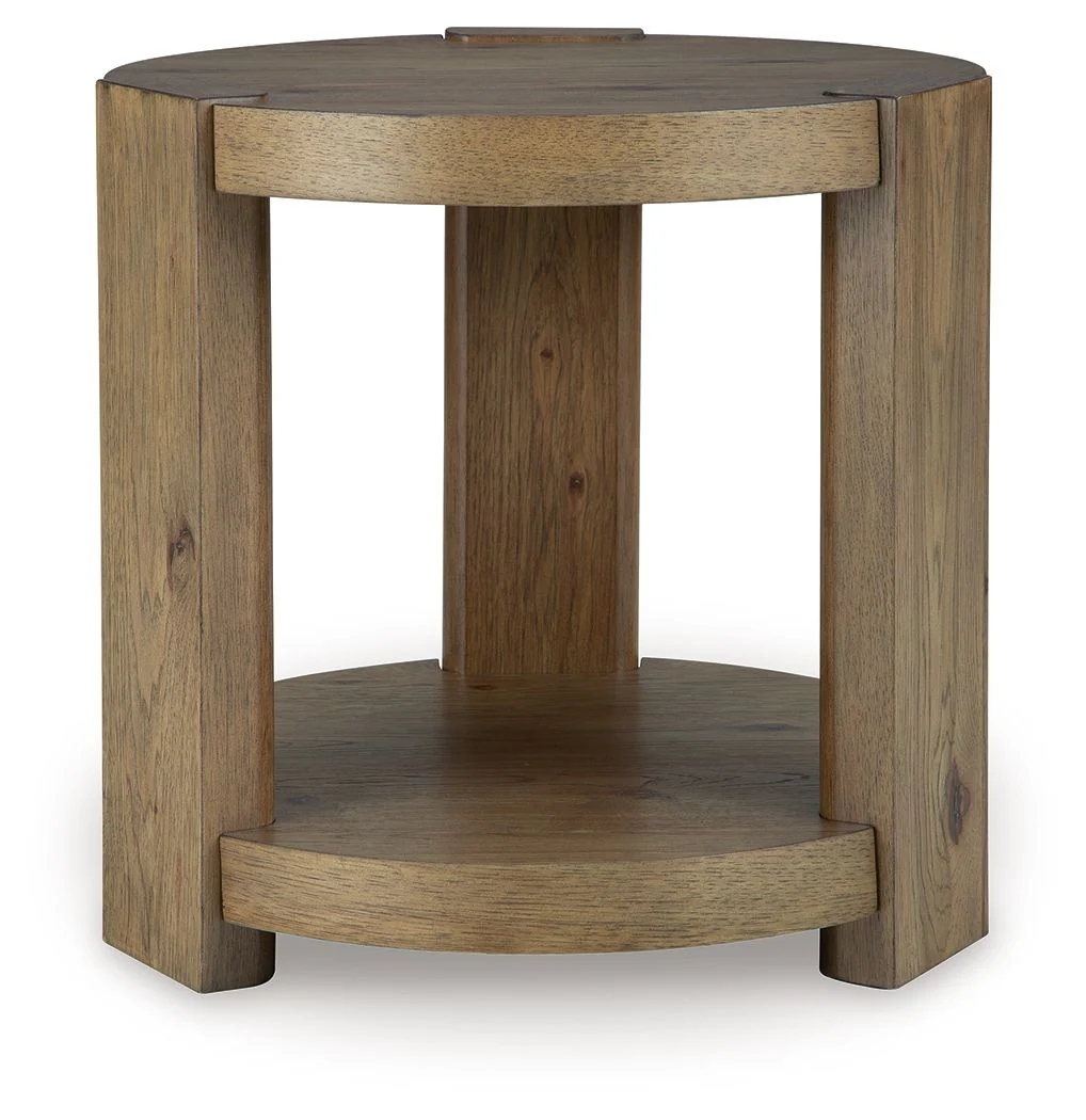 Flangren - Round End Table - Light Brown - Image 2
