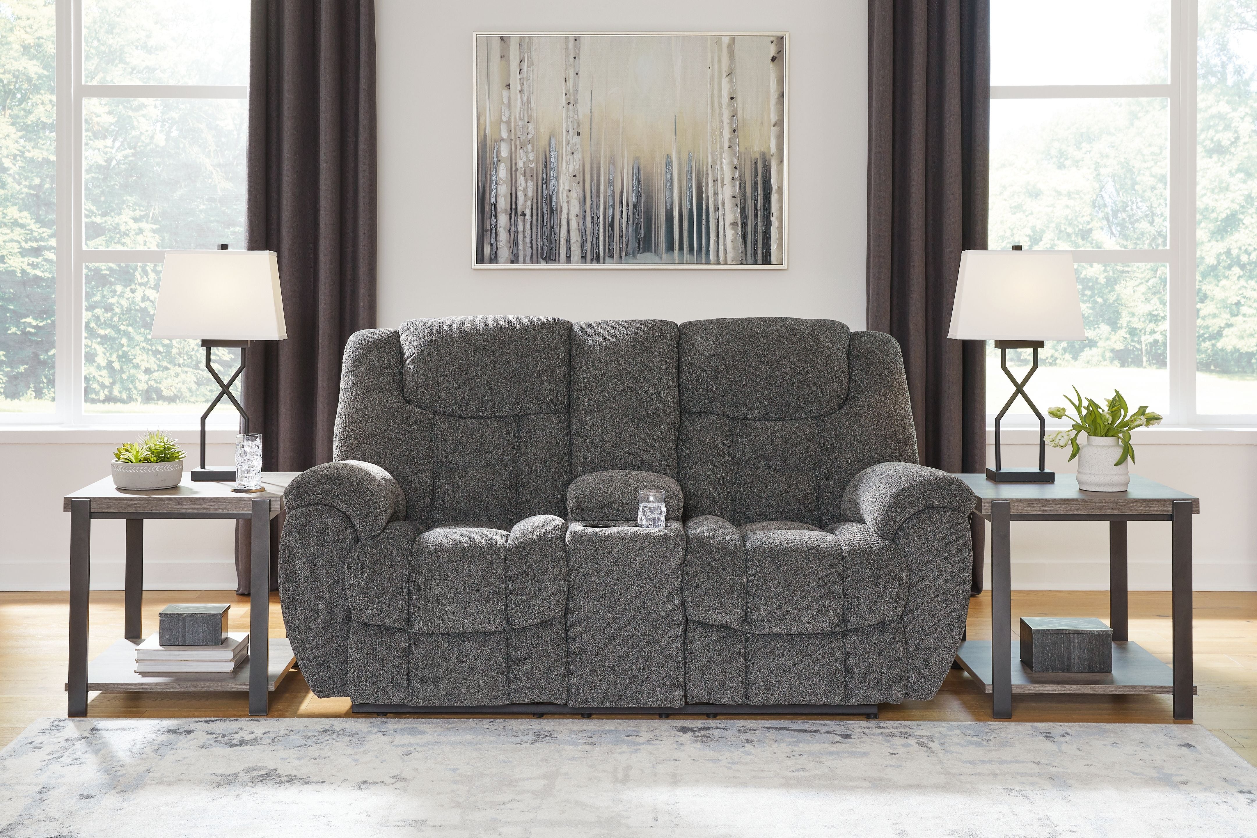 Foreside - Dbl Reclining Loveseat with Console - Charcoal - Image 4