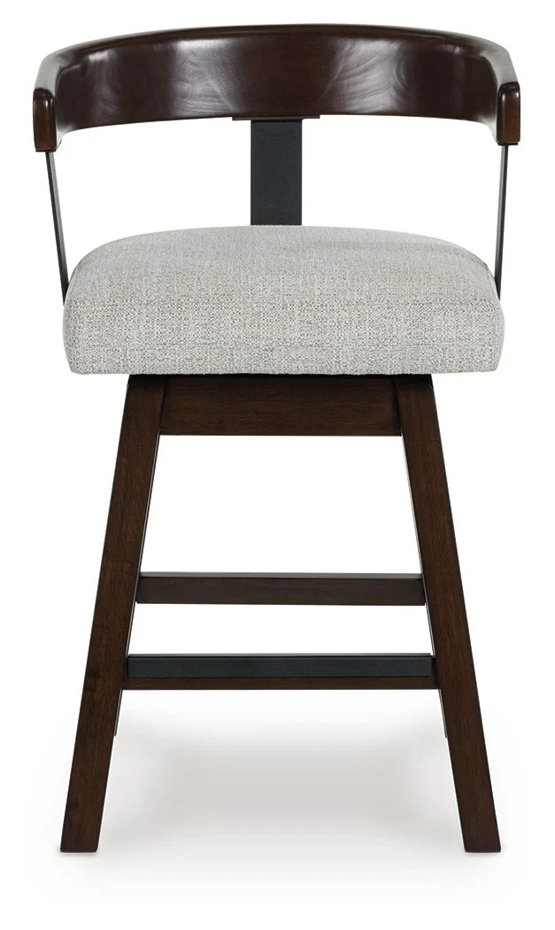 Haddigan - Upholstered Swivel Barstool (Set of 2) - Dark Brown - Image 4