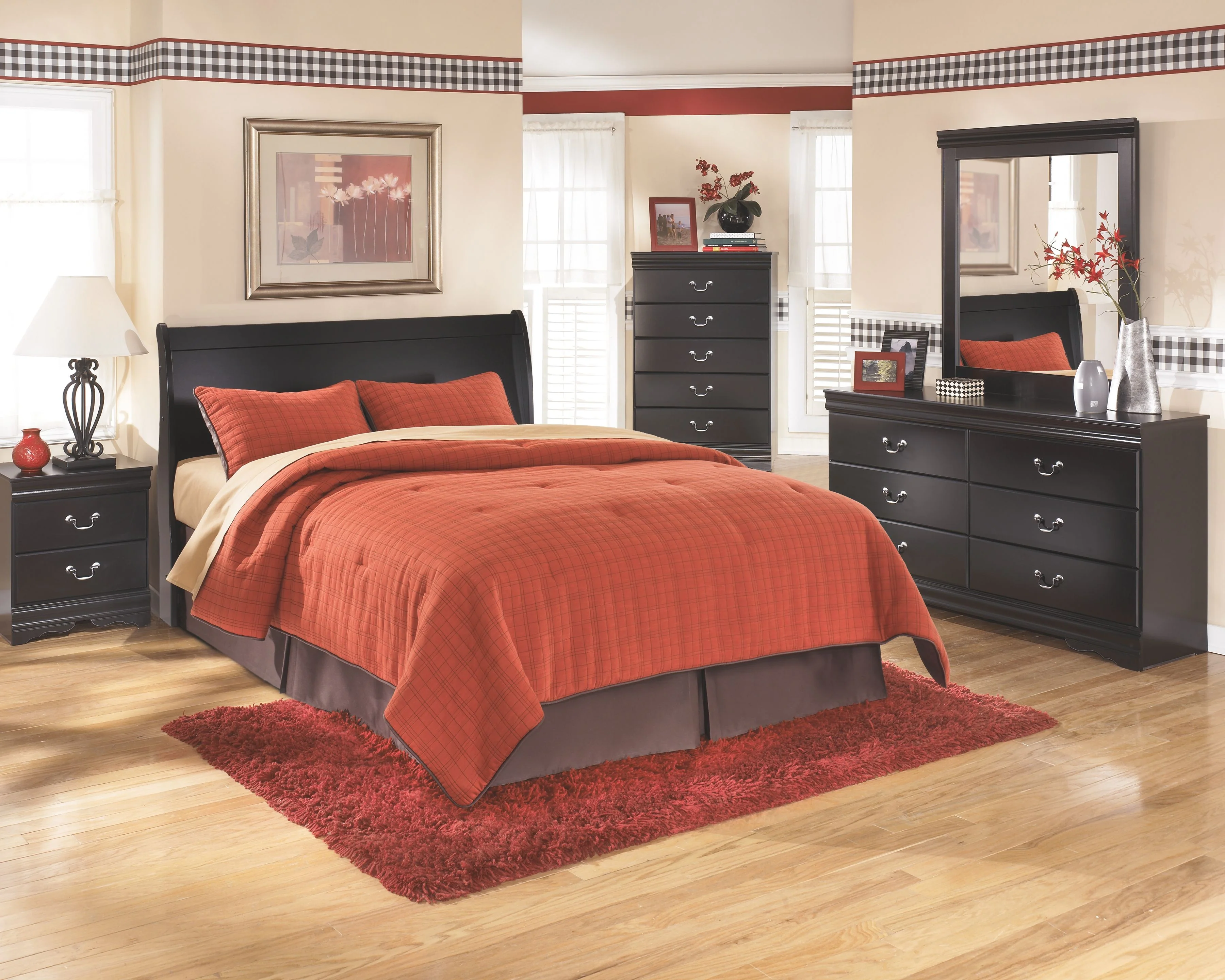 Huey Vineyard - Queen Sleigh Headboard - Black - Image 2