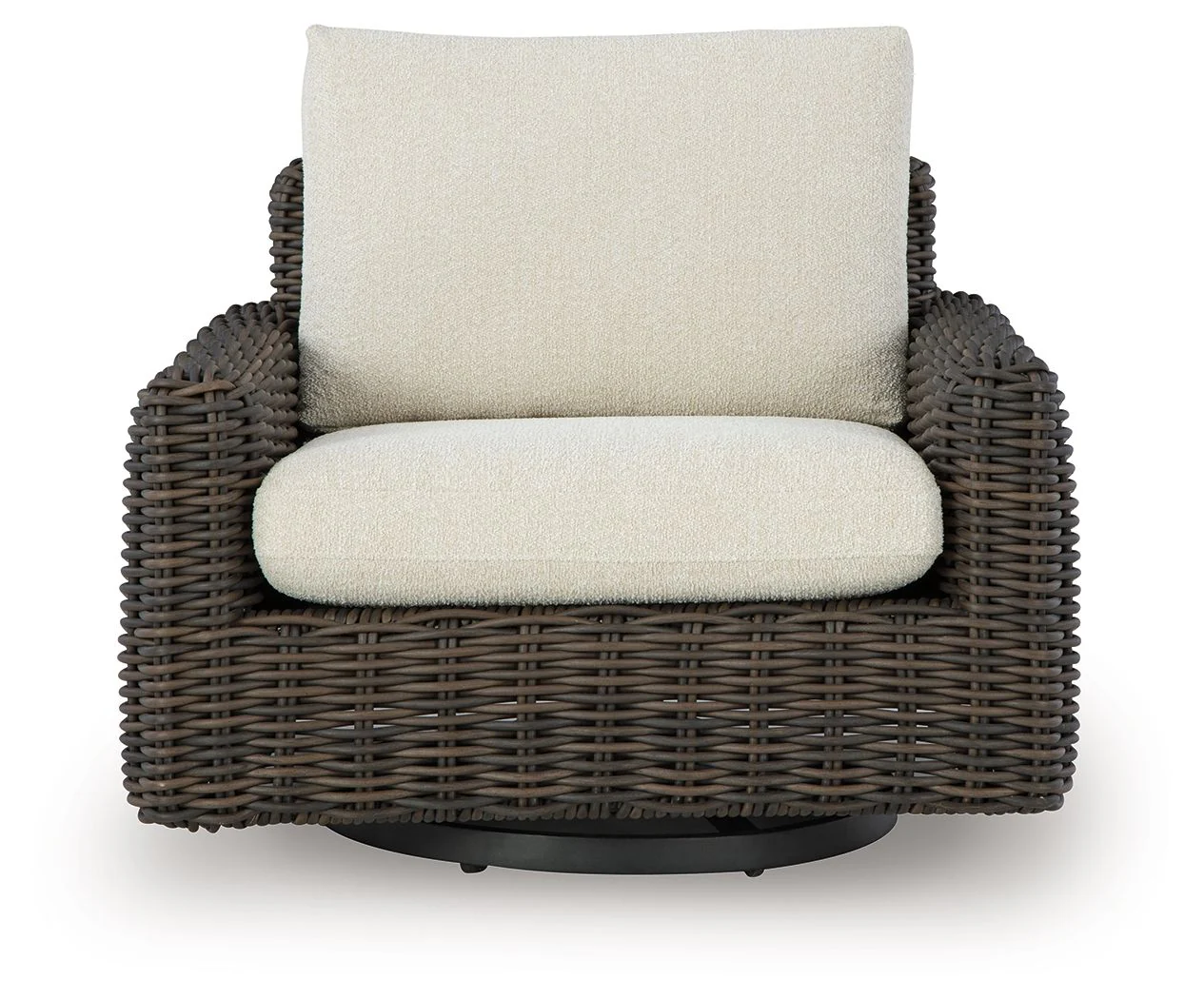 Kimora - Swivel Glider Lounge With Cushion - Beige / Dark Brown - Image 4