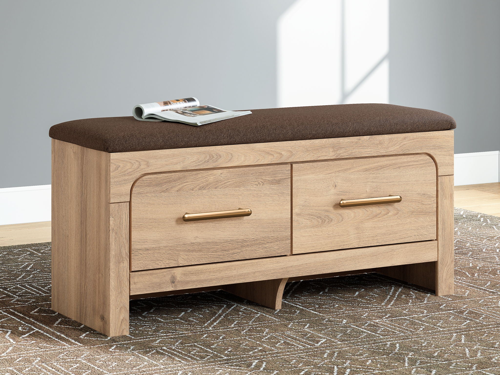 Kinlanni - Bedroom Upholstered Storage Bench - Tan / Brown - Image 4