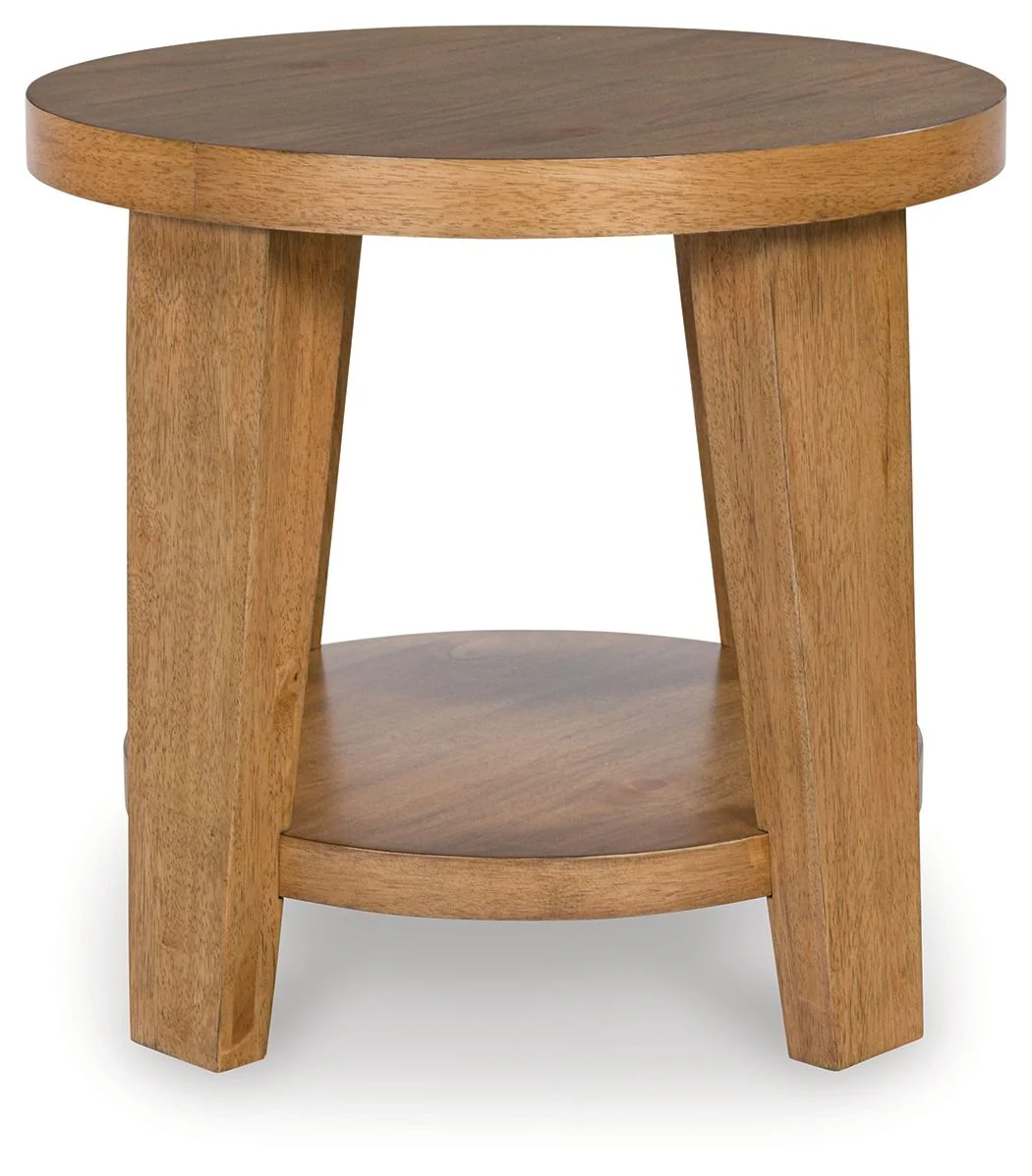 Kristiland - Round End Table - Light Brown - Image 3