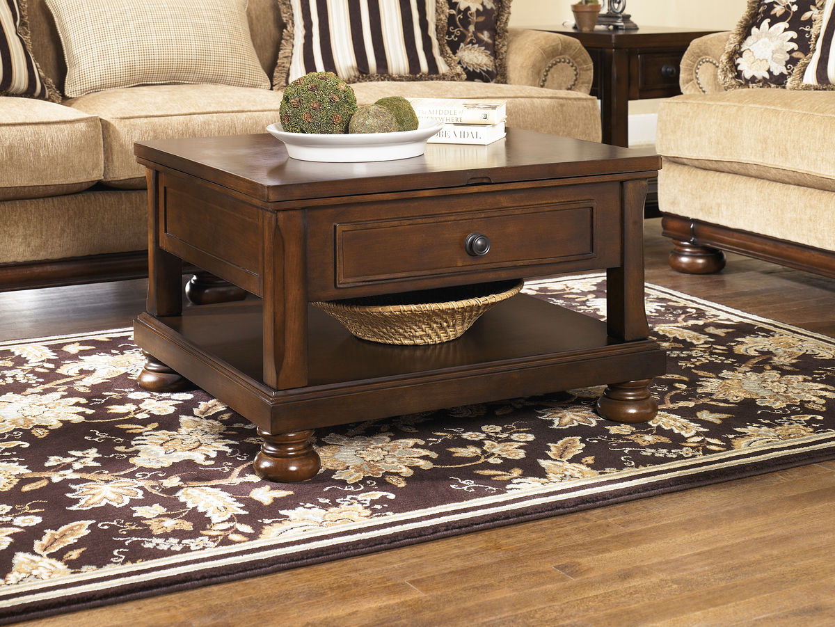 Porter Rustic Brown - Lift Top Cocktail Table