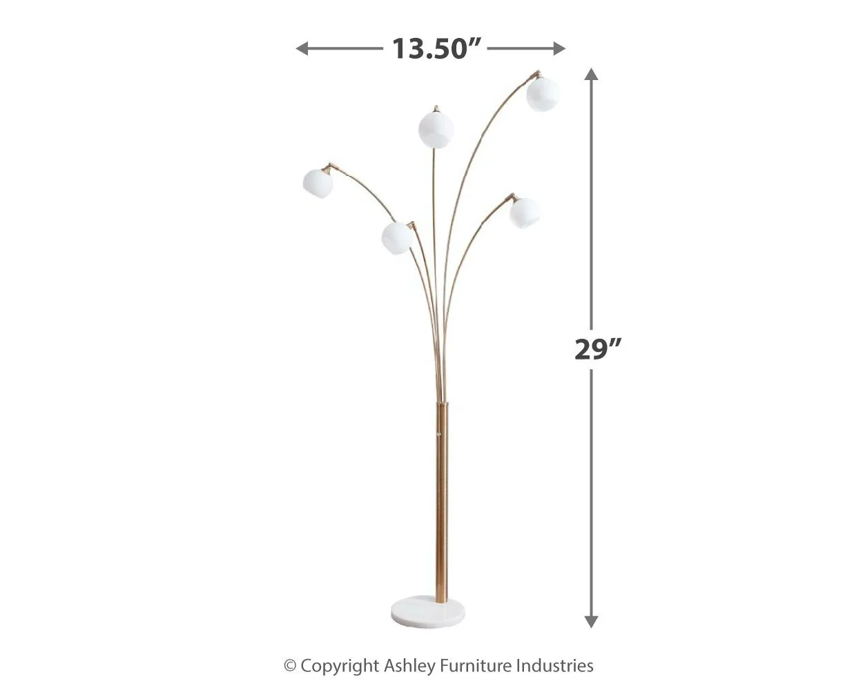Taliya - Metal Arc Lamp  - Champagne / White - Image 4