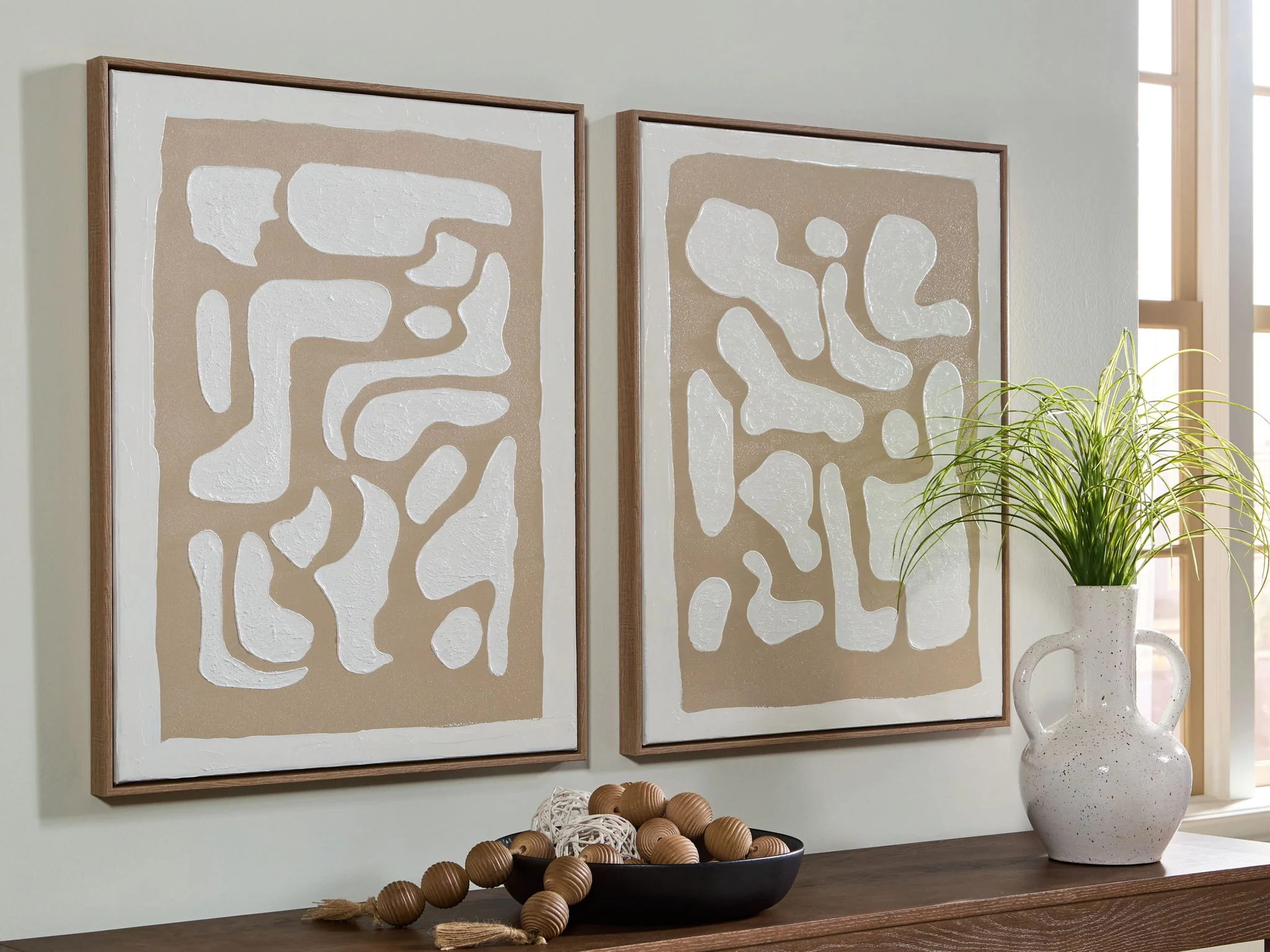Waldett - Wall Art Set (Set of 2) - Beige / White - Image 2