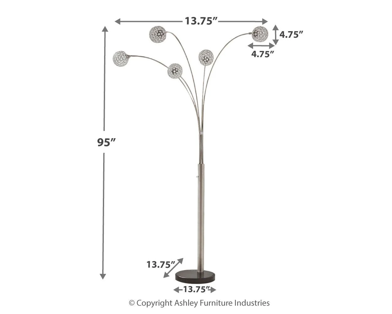 Winter - Metal Arc Lamp  - Silver Finish - Image 4