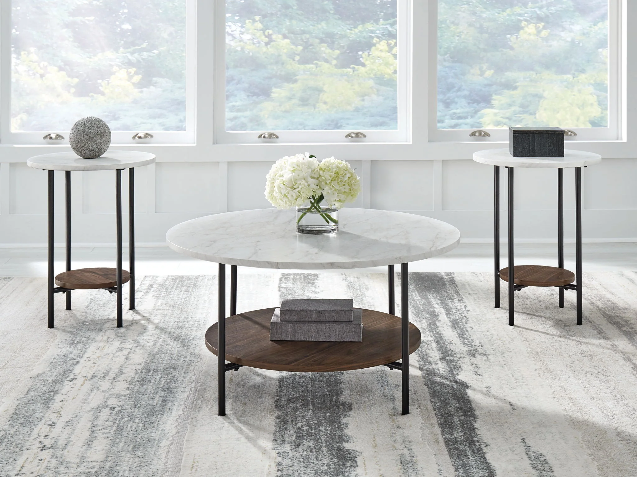 Wrenwich - Occasional Table Set (Set of 3) - Brown / Black / White - Image 3